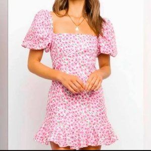 Petal and Pup Puff Sleeve Pink Floral Randolph Mini Dress